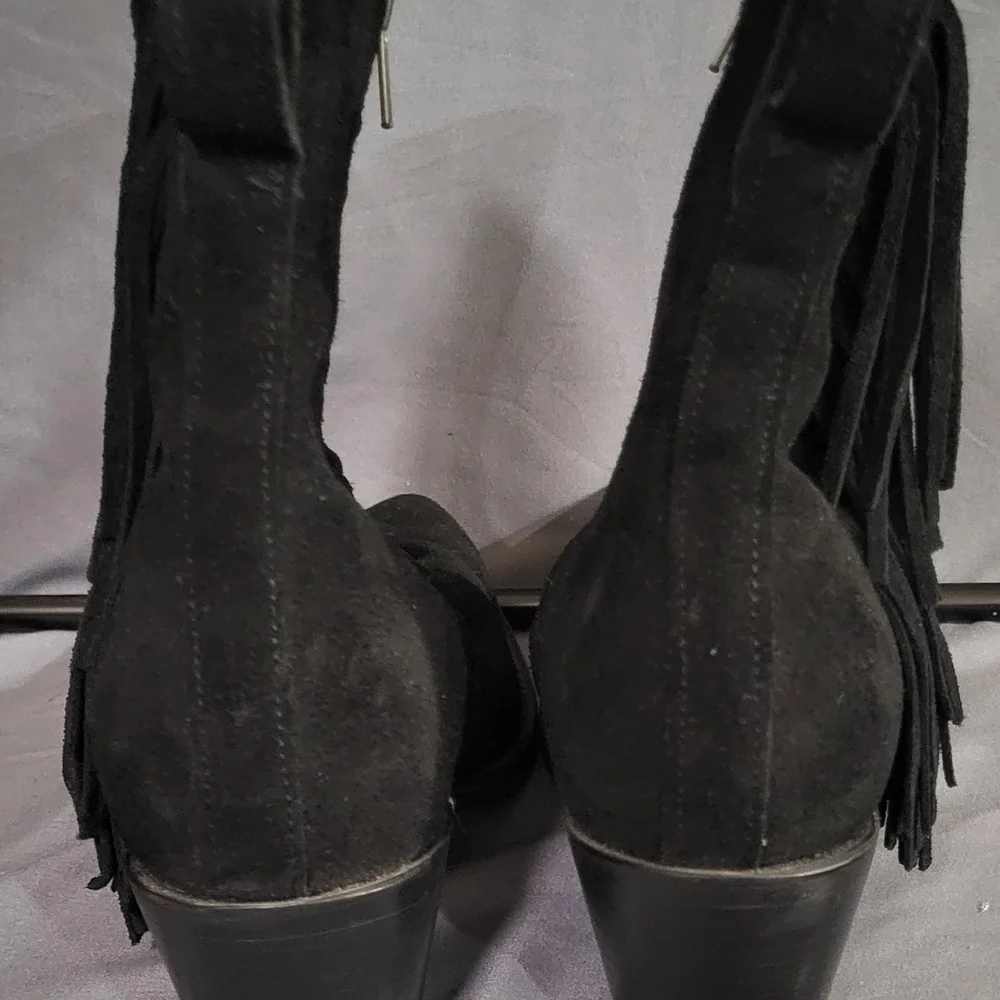 Tecovas Black Fringe Ankle Booties - Picture 3 of 6